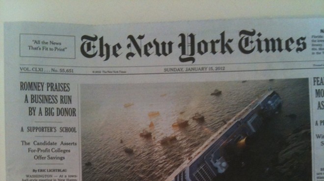 SUNDAY NYT REPORT: Full Sail, Sunk. It's not an Italian cruise ship, but...
