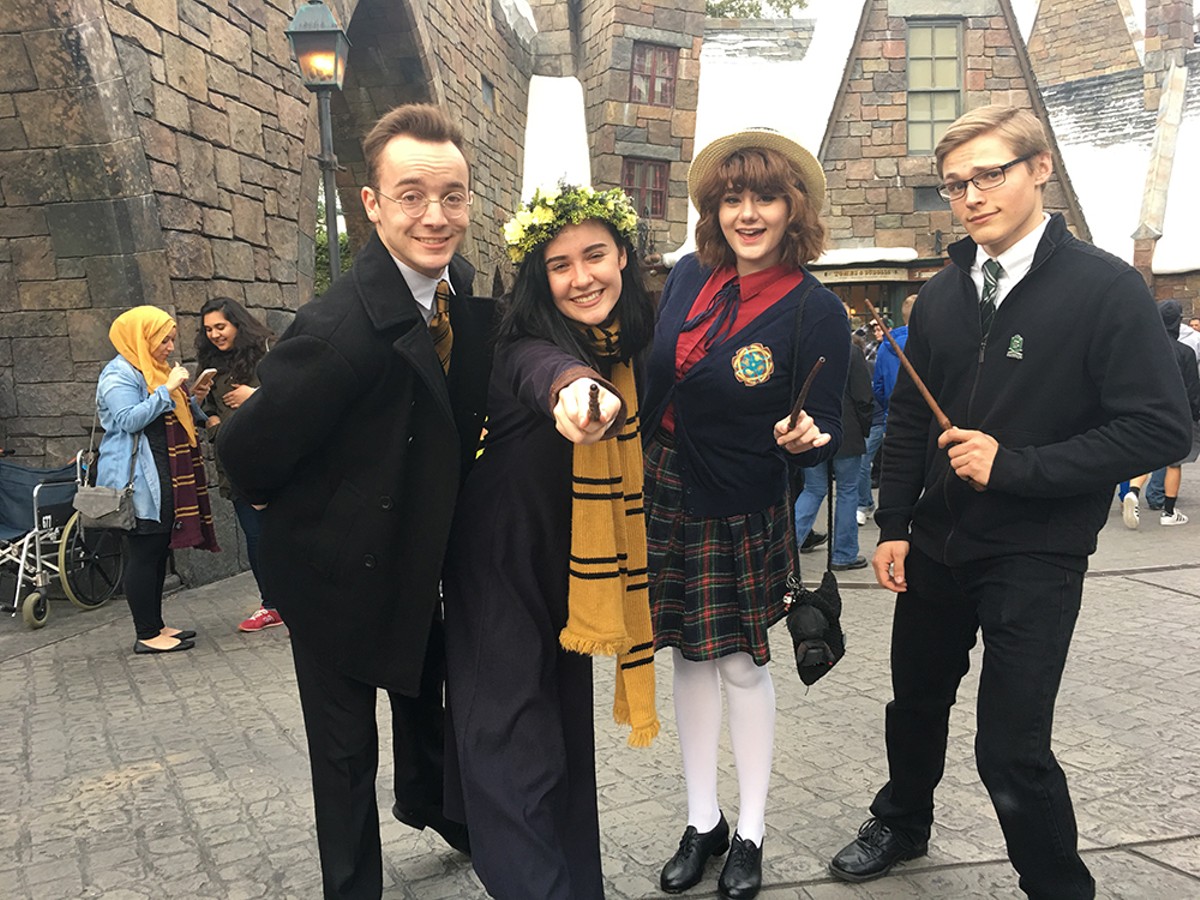 Accio Hogwarts uniform! cosplayers wave wands at Universal