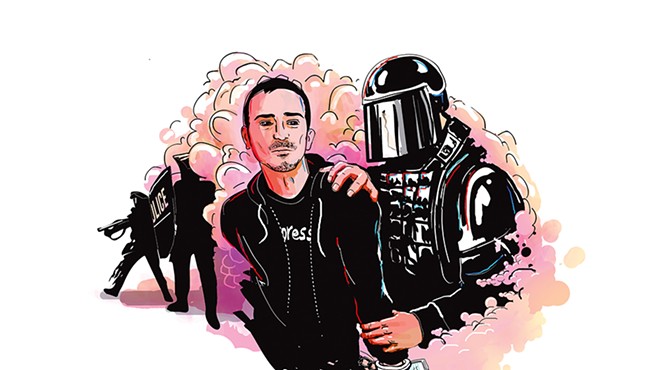 Aaron Cantu arrest (illustration by Anson Stevens Bollen)