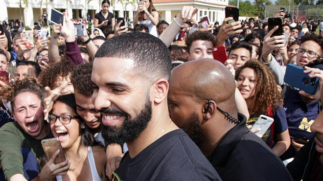 Drake filmed his music video for 'God's Plan' at a Florida high school yesterday