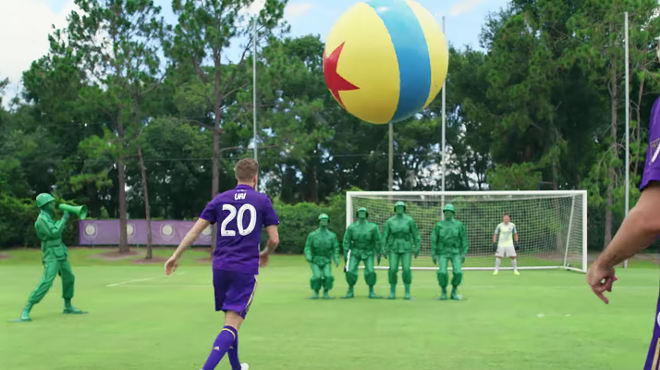 Video shows Orlando City players taking on Green Army Men from Disney's Toy Story Land