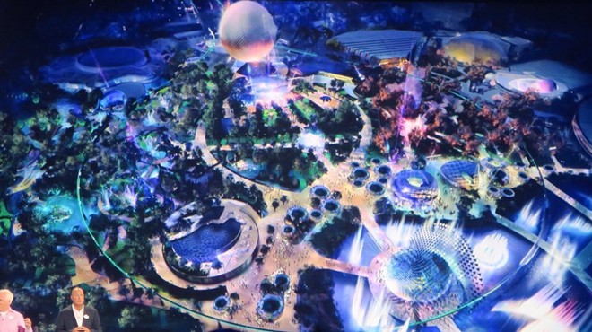 An artist rendering of Disney's plans for Epcot's Future World shared at D23