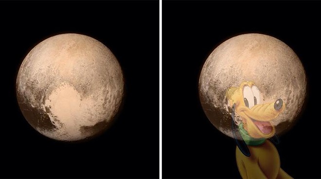 Some stoner thought the new images of Pluto contain the actual silhouette of Disney's Pluto