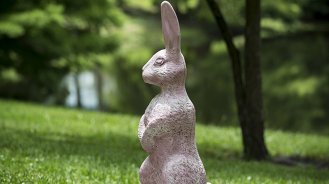 Someone vandalized the pink bunny statue at Lake Como Park