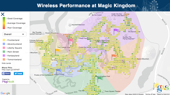 Heat map: Where to find the best mobile coverage at Walt Disney World