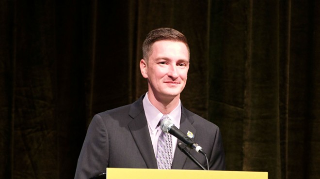 Nicholas Sarwark, chair of the Libertarian National Committee, speaks at the party's national convention in Orlando.