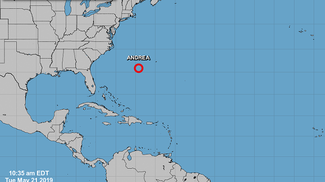Subtropical Storm Andrea, situated east of Florida, weakens to subtropical depression