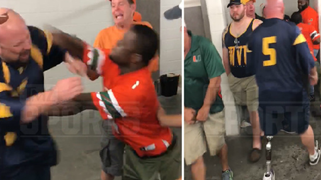 Two grown men fought at Camping World Stadium over whose turn it was to pee