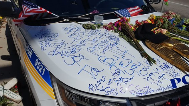 Police cruiser belonging to fallen officer Lt. Debra Clayton vandalized