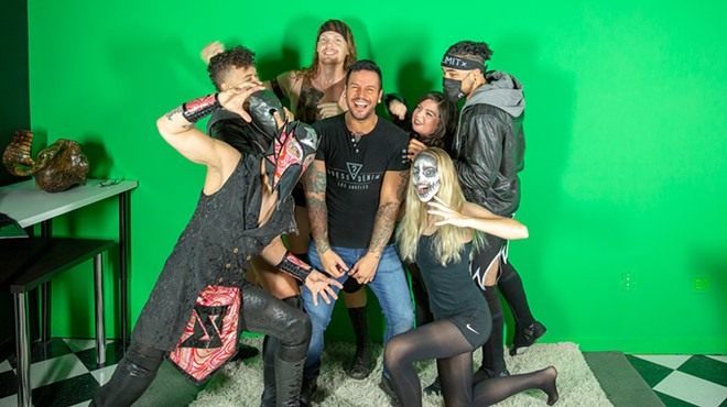 Adam McCabe of Edgefactory surrounded by Serpentico, Jay Sky, Teddy Stigma, Lexi Gomez, Richard King and Destiny (Kallee Topper)