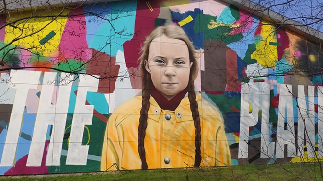 A 2019 mural in Hillerød, Denmark by Danish artist Miki Pau Otkjær called "Save the Planet Now" depicts Swedish climate activist Greta Thunberg.
