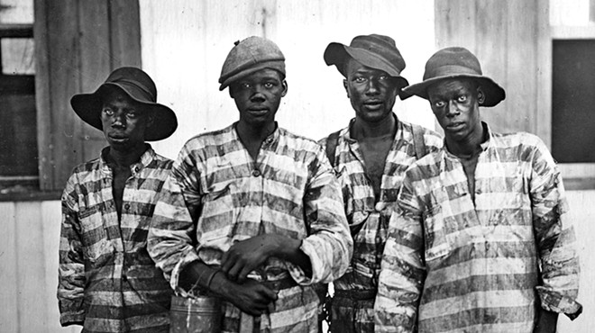 Convicted Black men "leased" to harvest timber around 1915