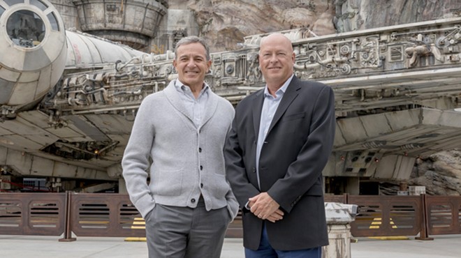 Former Disney CEO and new executive chairman Bob Iger (right) and new CEO Bob Chapek