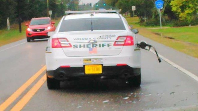 Volusia County deputy drives off with gas pump still attached to car