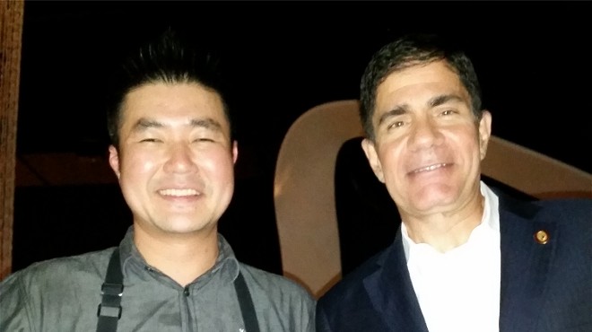 Morimota Asia executive chef Yuhi Fujinaga and master sommelier George Miliotes