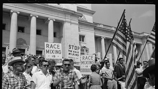 A rally against integration in Little Rock at the state capitol in 1959.