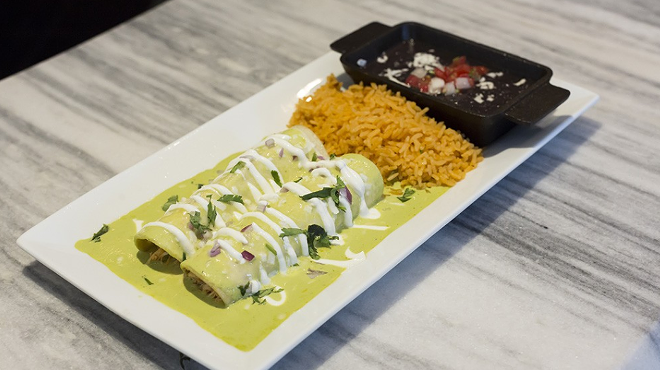 Green chile enchiladas at Saint Anejo Mexican Kitchen and Tequileria.