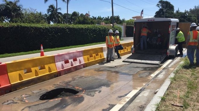 A sinkhole has opened up directly in front of Trump's Mar-a-Lago resort