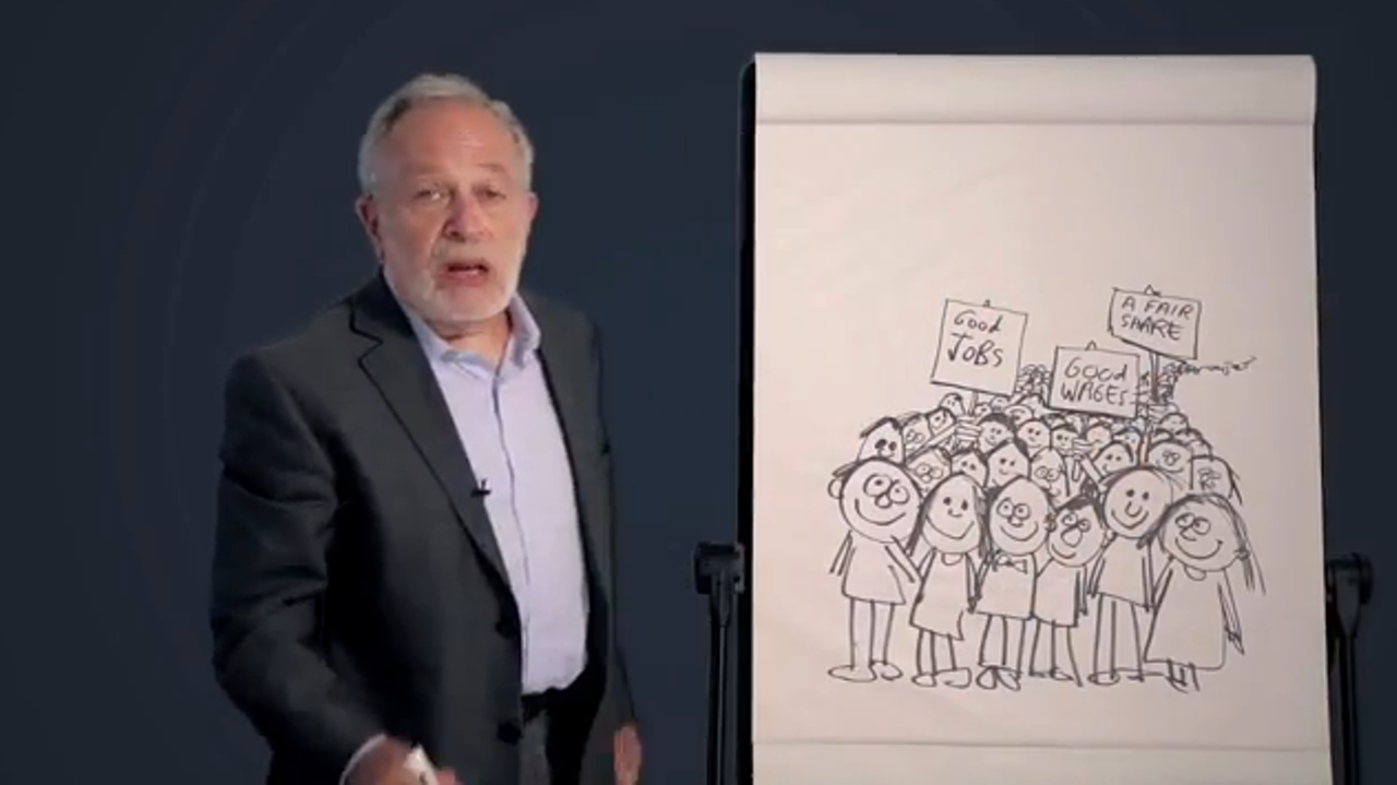 Robert Reich blogs that most low-wage workers are employed by large corporations that make healthy profits.
In the video below, he tells us what he thinks it would take to improve the labor situation for low-wage workers in this country. 
