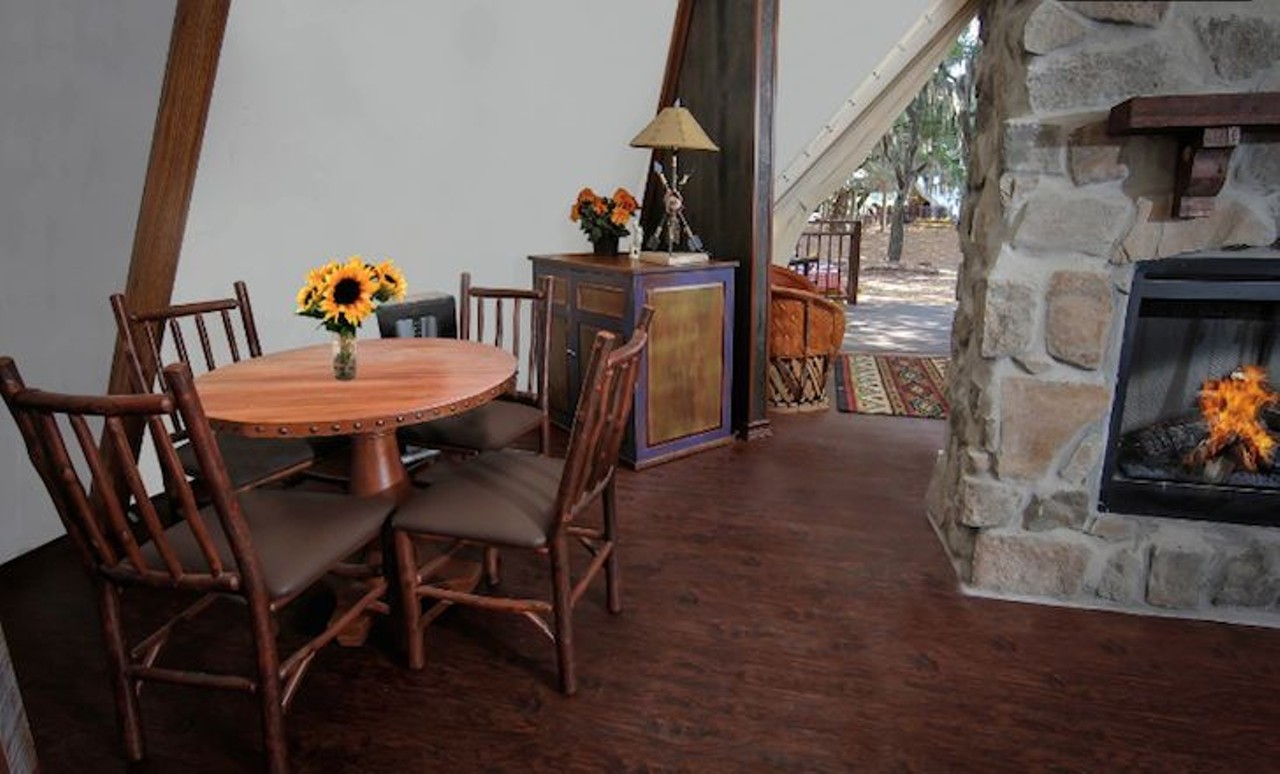 Tipi rentals on a working ranch in Florida  
1 unit, 2 guest capacity, 2 nights minimum stay, pet friendly, $615.25 per night
Look at the fireplace!