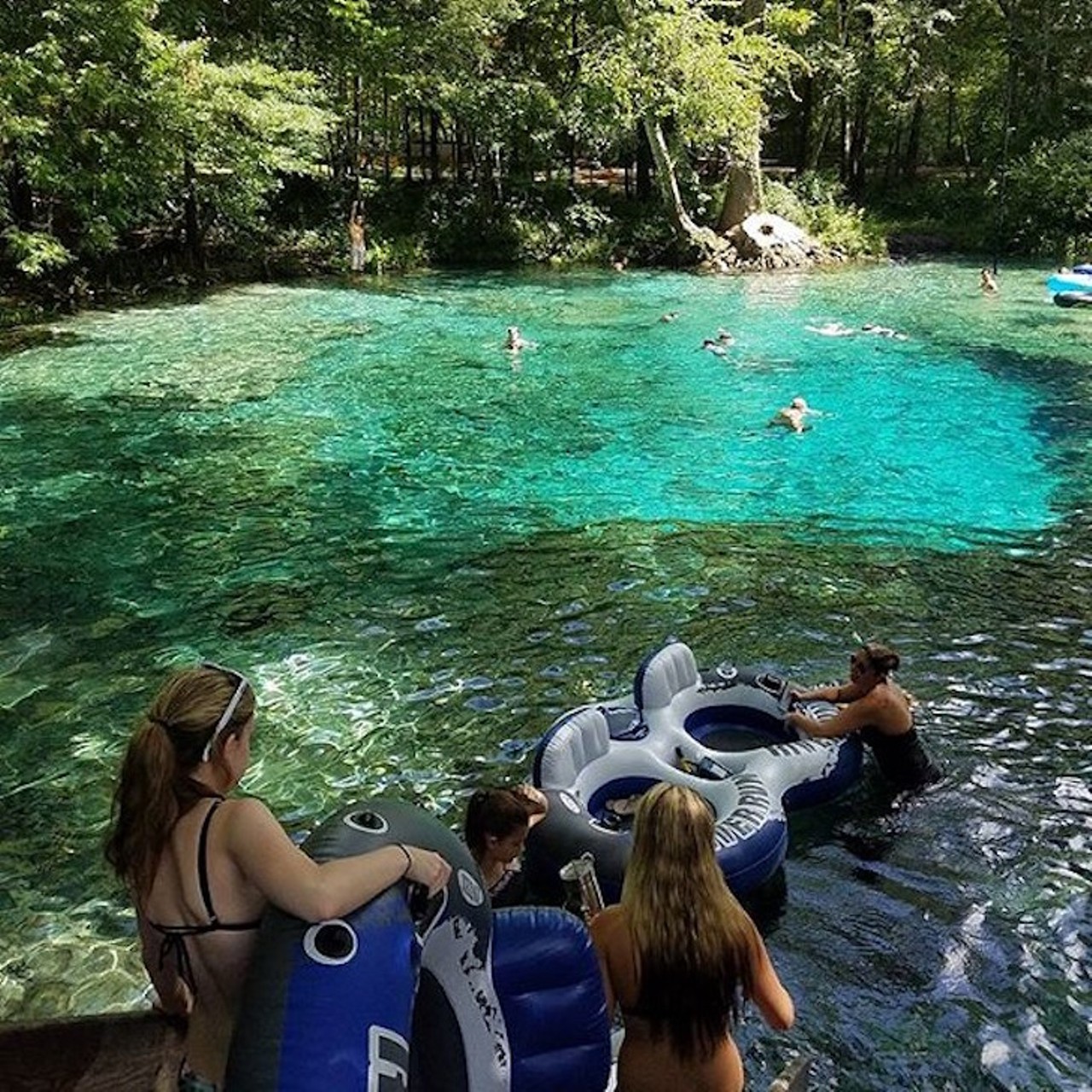 Ginnie Springs
Enter the water at Devil&#146;s Springs and enjoy a float down the Santa Fe river for an hour. The path downriver takes you back to Twin Springs, and getting back to your car will only take about 15 minutes walking. You can rent a tube from their store for $5.60 or you can bring your own. If your tubes are looking a little low on air, they also have free air stations. 
Photo via alexalvarez_1919/Instagram