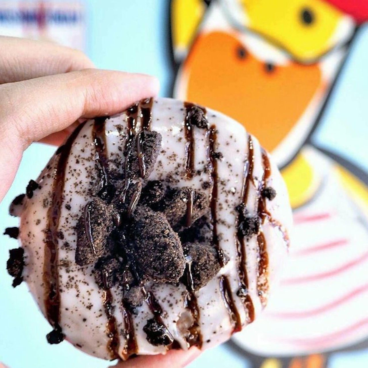 Must try: Vanilla with Oreo and Hot Fudge Donut 
Photo via duckdonutsorlando/Instagram