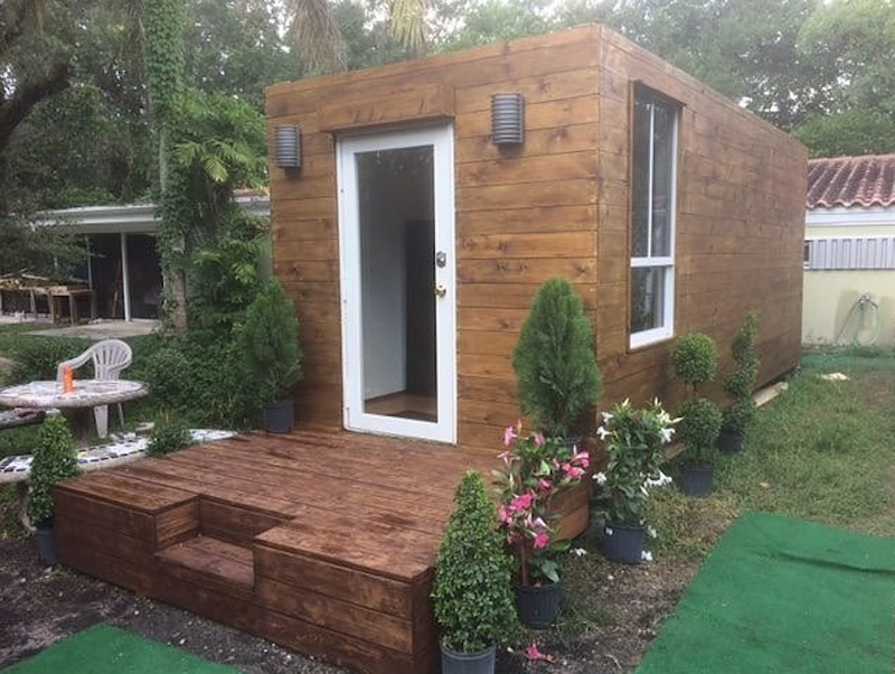 Portable Solid Home
Location: Miami
Price: $25,000 to $55,000
Size: 160 sq. ft.
This modern home located down in the 305 features an all-over wood frame that can withstand all conditions. Also, the windows and doors are hurricane proof. Constructors can make one just like this or with larger square footage.
