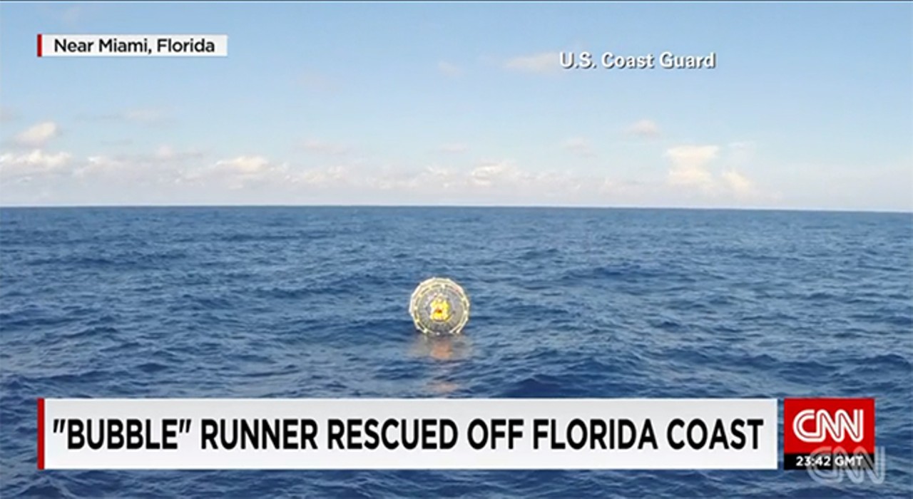 You could attempt to run from Florida to Cuba in a inflatable hamster ball.
Photo via CNN