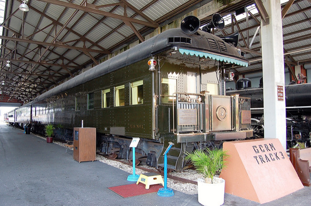Ferdinand Magellan - U.S. Car Number 1
12450 S.W. 152nd St., Miami, 888-608-7246
Distance from Orlando: 3 hours and 55 minutes
U.S. Car Number 1 was built in 1928 and it is located inside the Gold Coast Railroad Museum. It is the only private coach railroad car specifically designed for the President and was used by Roosevelt and Truman. Dwight D. Eisenhower and Ronald Reagan briefly used it.
Photo via Earl Leatherberry/Flickr