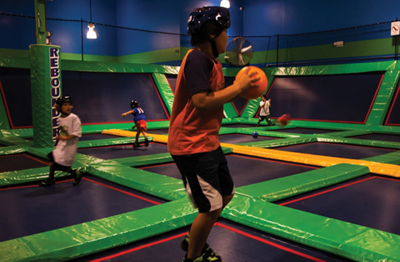Jump around on Rebounderz trampolines
Oh, the things you can do with trampolines: mid-air dodgeball, jumping in foam pits, slam dunking on a basketball hoop at great heights.
Daily specials: Weekdays between noon and 4 p.m. one parent and one child 5 or under can jump for just $10, on Family Night (Wednesdays) a family of 4 can jump for one hour, get one slice of pizza and one fountain drink for $40, and on Friday Frenzy you can do four hours of jump time, get a slice of pizza and a fountain drink for $25.
Photo via enjoyfloridamagazine.com
