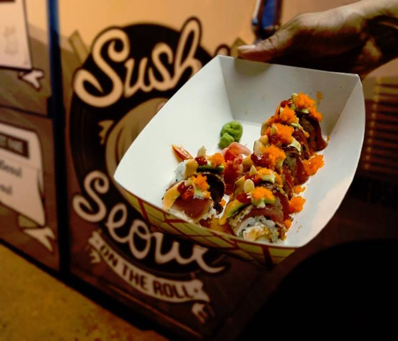 Sushi rolls from Sushi & Seoul on the Road
Downtown Orlando 
Fish from a truck is usually a pretty sketchy way to satisfy your seafood craving, but any roll you order from the Sushi & Seoul on the Road food truck is a safe bet. The traveling eatery is the mastermind of chef and food truck entrepreneur Al Ruiz, who recently participated in the World DXB (Dubai) and Love Food Festivals in the United Arab Emirates. 
Photo via Sushi & Seoul On The Roll/Facebook