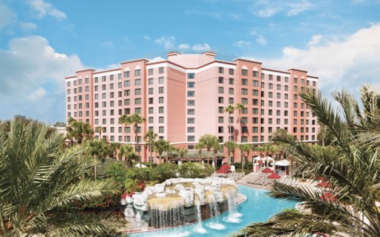 Caribe Royale
8101 World Center Dr, Orlando, 407-238-8000
$30-$125
If you get lucky, there are some lounge chairs that sit below a cave with a view of a waterfall. Besides that, the purchase of a day pass here you’ll get discounted parking and access to the large resort style pool. Yes, there is even a water slide.