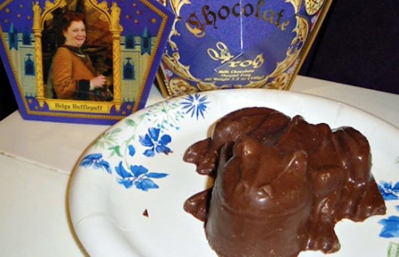 Universal
Chocolate Frog
A frog-shaped milk-chocolate morsel comes in an elaborately decorated box with a collectible wizard card.
Photo via The Disney Food Blog