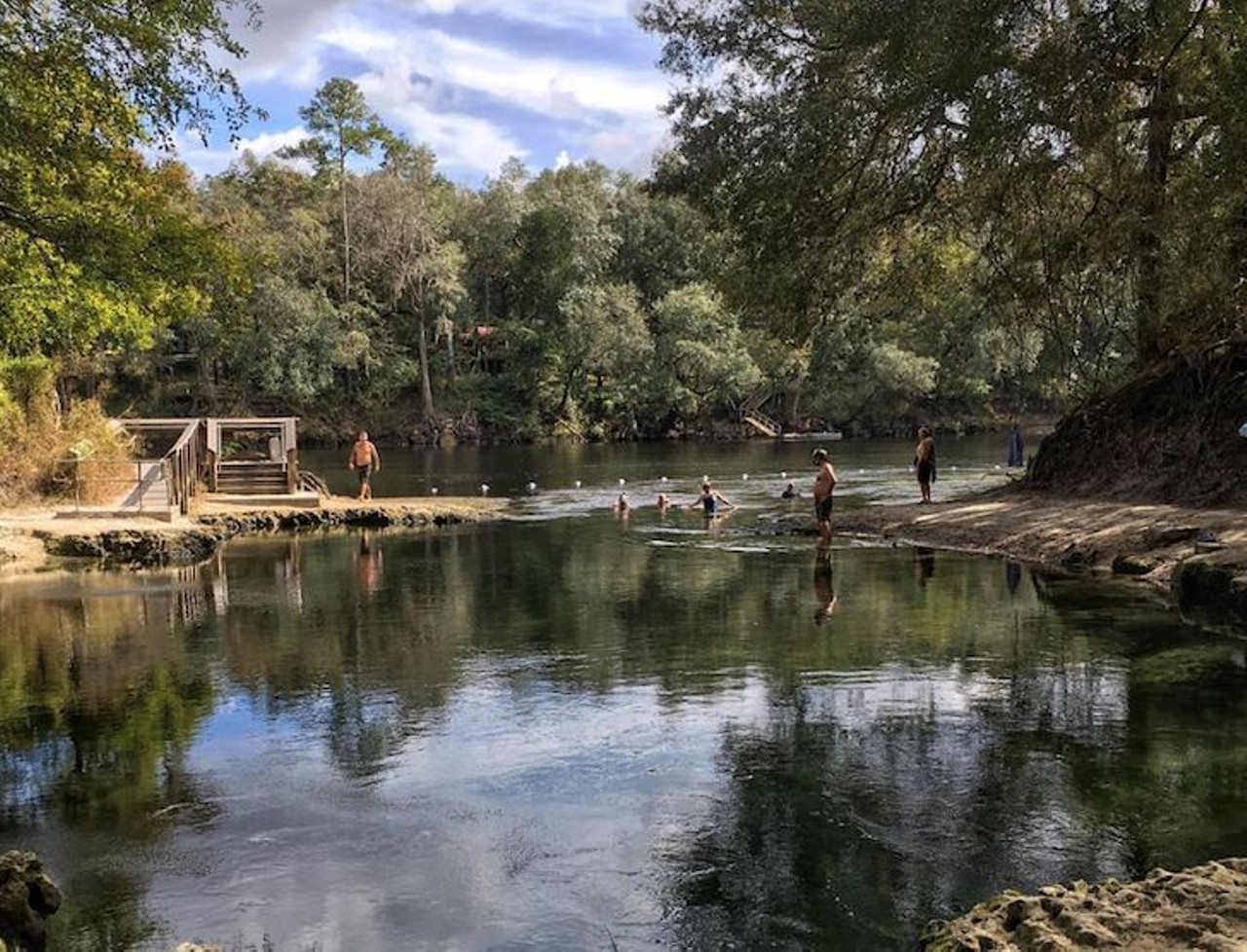 Lafayette Blue Springs
799 Northwest Blue Springs Road, Mayo
2 hours, 50 minutes away
Take a dip beneath a canopy of Spanish moss in this isolated forest spring that looks like something out of an medieval adventure novel, complete with a mossy stone wall on one side and the expanse of the Suwannee Riverbed on the other.  
Photo via delanydean/Instagram