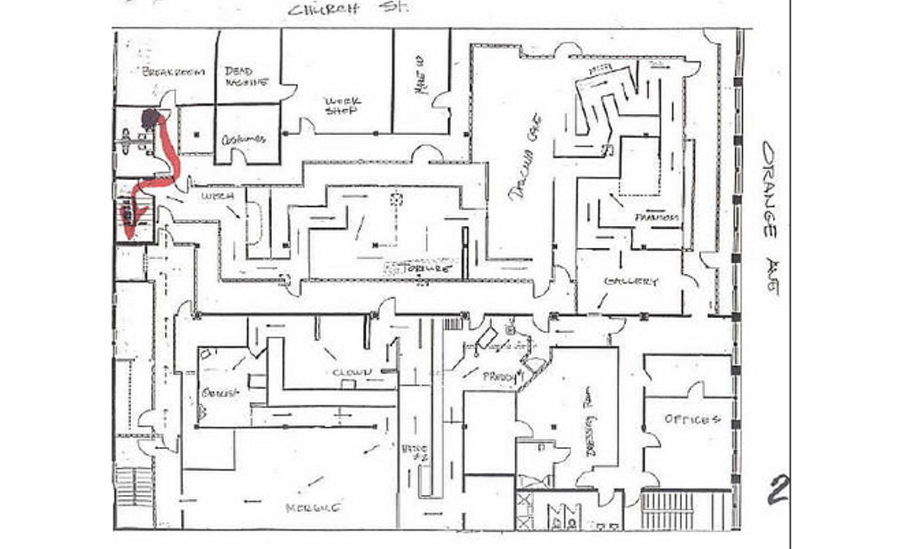A map of the second floor of the attraction.