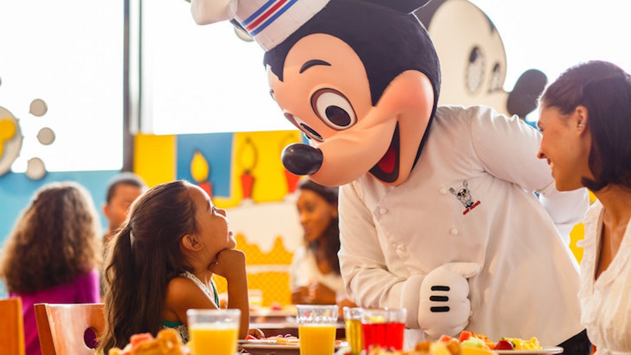 Chef Mickey's  
Walt Disney World&#146;s Contemporary Resort
Join your favorite Mouse for a buffet of American cuisine featuring Mickey waffles, buttermilk biscuits, fresh fruit and hickory-smoked bacon. 
Photo via Disney