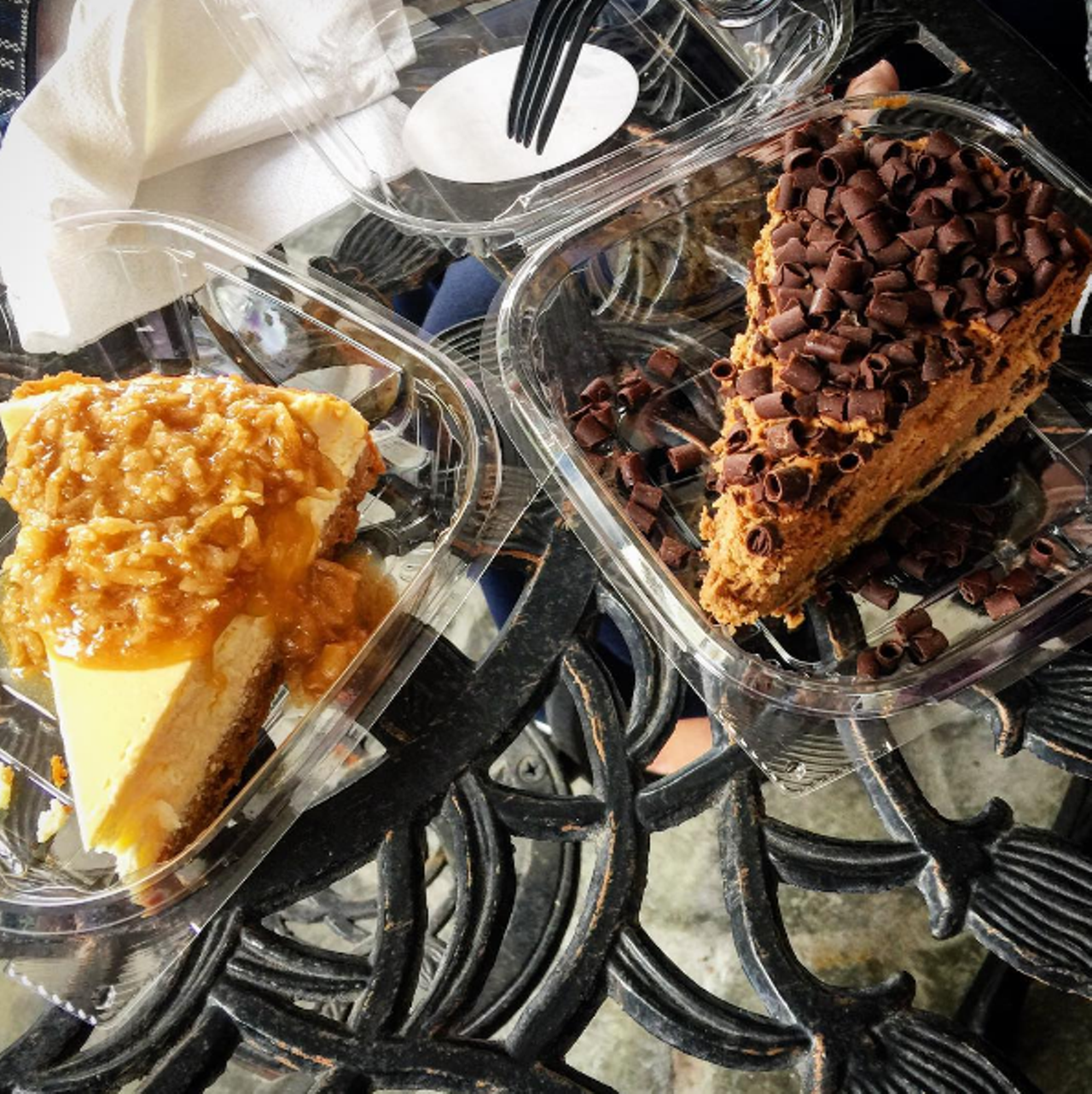 The Dessert Lady
7600 Dr. Phillips Blvd., 407-999-5696
The Dessert Lady specializes in cakes, cobblers and pies, but the coconut br&ucirc;l&eacute;e cheesecake is moist and creamy with a macadamia nut crust, toasted coconut and caramel topping.
Photo via marulollipop/Instagram