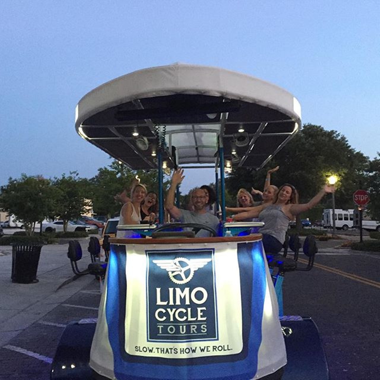  Limo Cycle Tours
303 West Third Street, Suite 4, Sanford, 855-756-9386  $50-$450
If you&#146;ve ever wanted to be on a 10-person tandem bike, this might be the perfect tour for you. Choose from a variety of different tours, from an adventure tour chasing down pirates to a Sunday Brunch tour that includes free mimosas. The limo cycle fits 15 people in total, with 10 people pedaling and 5 catching a free ride, so the more people you bring, the cheaper the tour ends up being. Call or visit their website to book a tour. 
Photo via orlandodatenightguide/Instagram