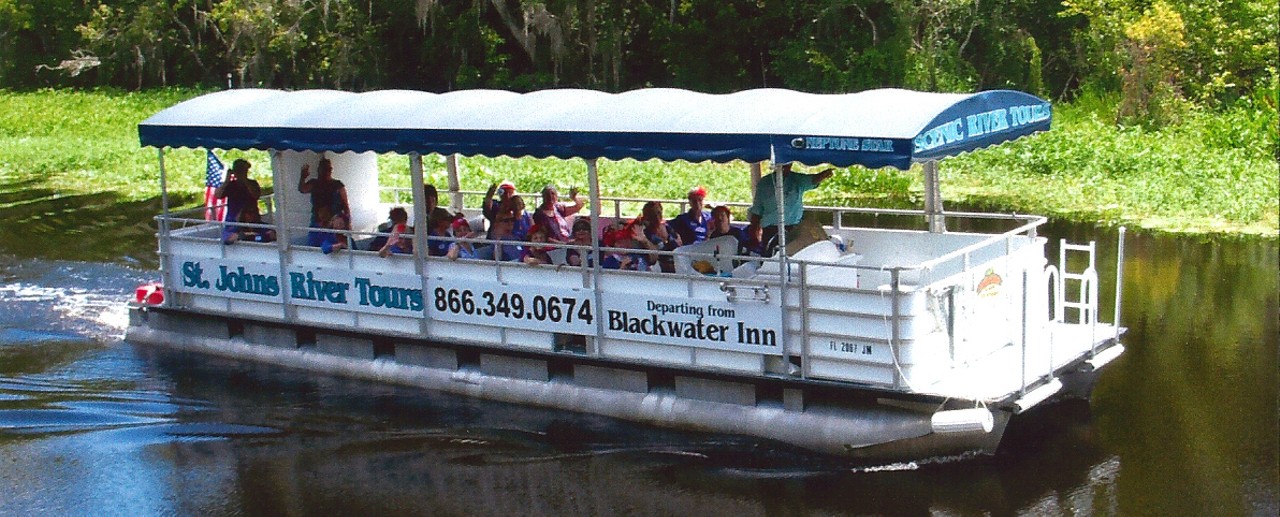  Capt. Ernie&#146;s St. Johns River Tours 
Departs from Blackwater Inn, 55716 Front Street, Astor,  866-349-0674, $25 
This tour takes you downriver through Blue Creek in the Ocala National Forest. Blue Creek is a feeding area for manatees in the warmer months, as well as a good spot to see some gators. The tour continues on to go to the St. John&#146;s River where you&#146;ll learn all about its history and the role the river played in both the Seminole Indian Wars and the Civil War. Tours are about 2 hours long and depart Tuesday-Sunday from 10:30 a.m. to 2:30 p.m. 
Photo via St. John's River Tours