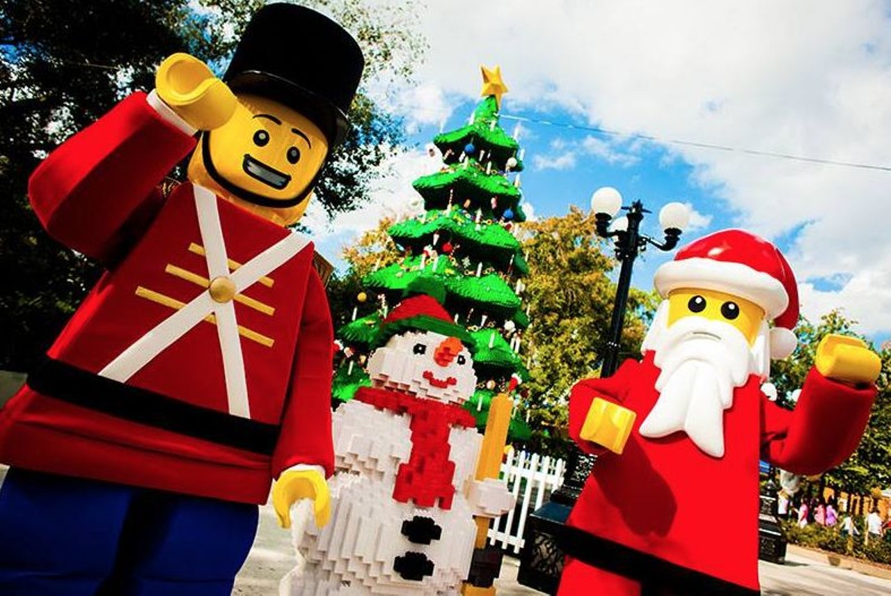Check out a 30 ft-tall Lego tree Legoland's Christmas Bricktacular 
One Legoland Way, Winter Haven | 877-350-5346
Taking place each weekend up to and including Christmas, this annual holiday celebration is home to a 30-foot-tall Christmas tree made entirely of thousands of Lego bricks, as well as meet-and-greets with Lego Santa. The event is included with park admission, with upgrades such as a fireworks dessert party available.
Photo via LEGOLAND Florida/Facebook