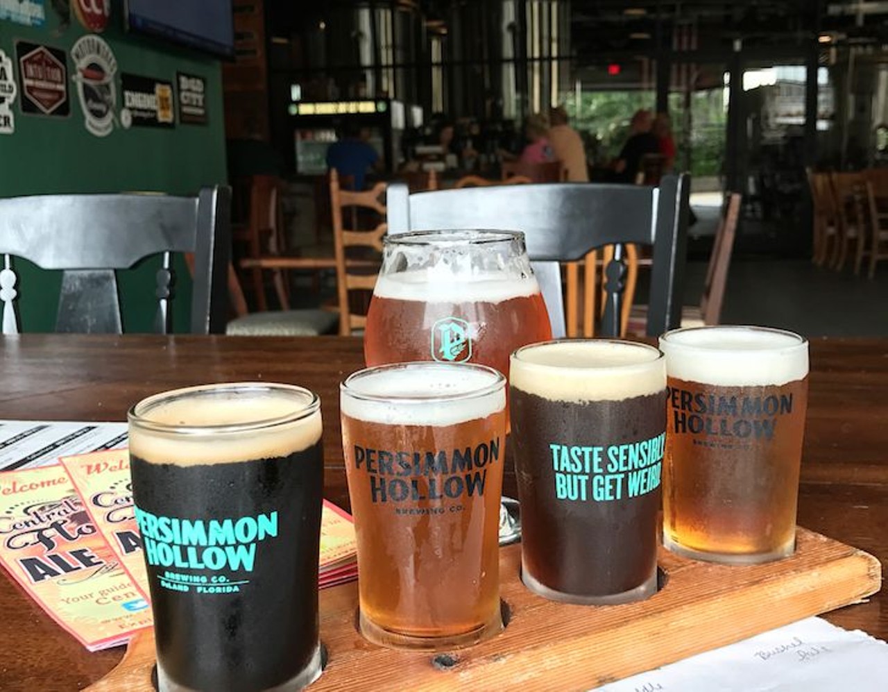 Persimmon Hollow Brewing Co.  
111 W. Georgia Ave., Deland, 386- 873-7350
Feel free to bring some tacos from Neighbors Artisan Taqueria before heading across the street to Persimmon Hollow Brewing where you can sipping on their variety of beers, like the Drunken Monk and Beach Hippie IPA.
Photo via drinksanford/Instagram