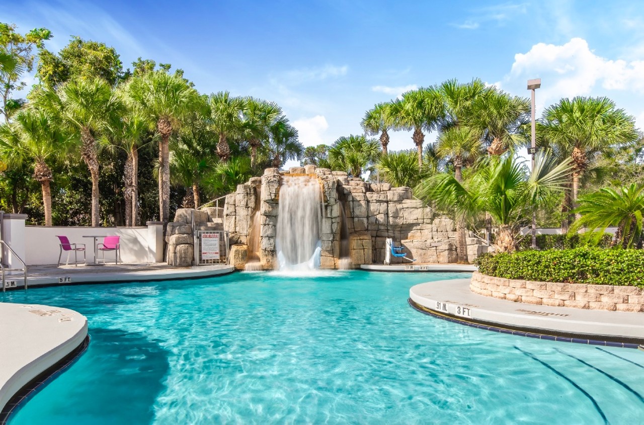Crowne Plaza Orlando Lake Buena Vista
8686 Palm Parkway, Orlando
Price: Starts at $20
For a $20 day pass, the Crowne Plaza Orlando Lake Buena Vista offers an outdoor pool, waterslide, waterfall, food and beverage service, and a fitness center.