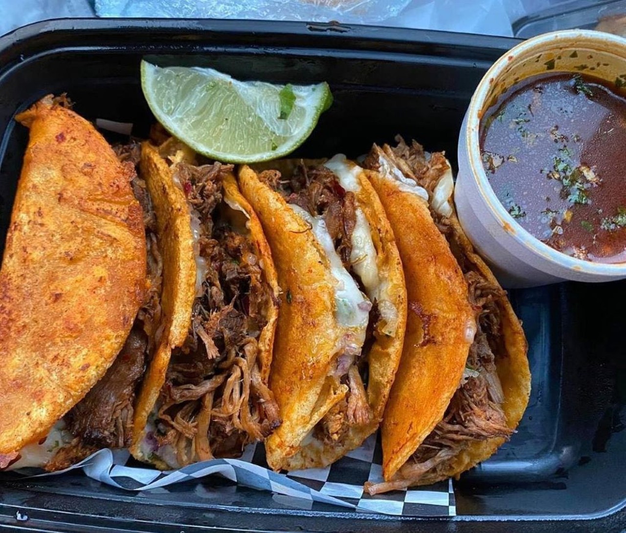 La Eskinna  
1826 Saturn Blvd.
&#148;Made with love from Mexico&#148; but centered on the heart of Orlando, La Eskinna is the perfect spot for birria tacos and birria ramen. Check out their social media for updates on the days they&#146;re food truck is open. 
Photo via La Eskinna/Facebook