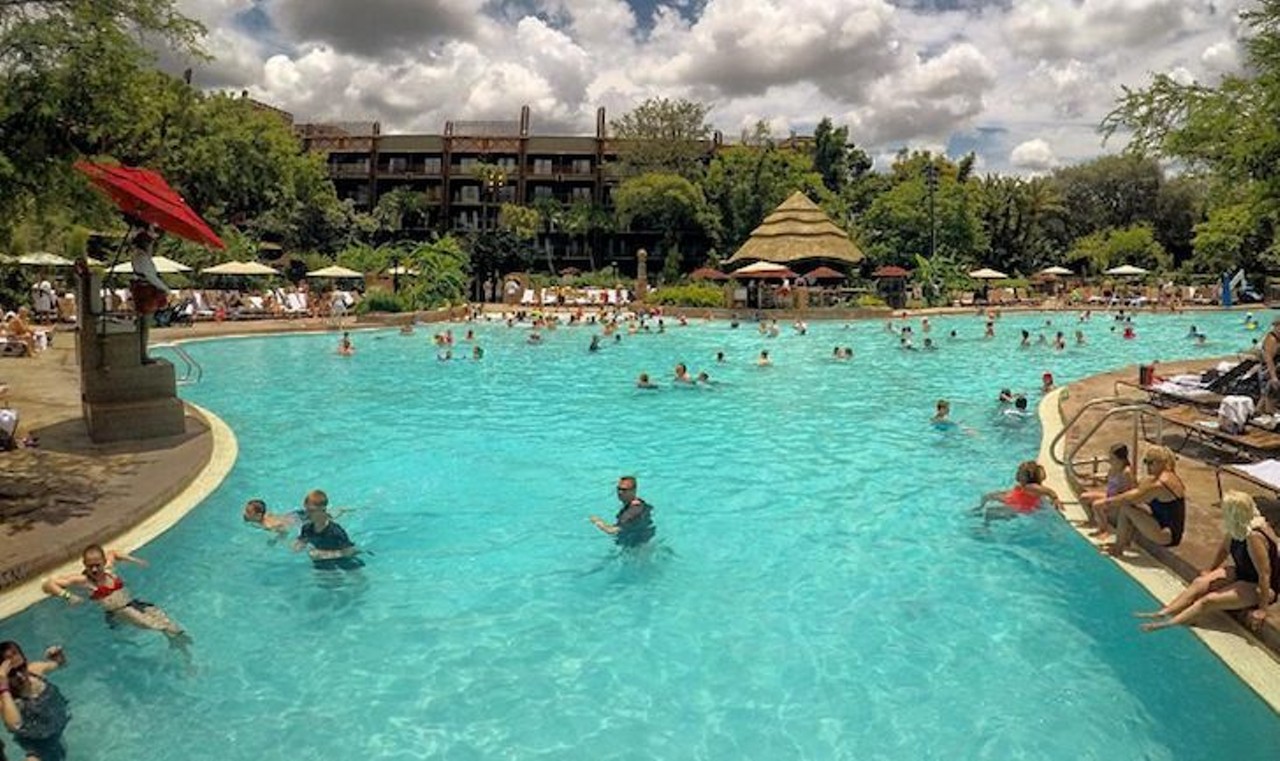 Disney&#146;s Animal Kingdom Lodge 
2901 Osceola Parkway Blvd. | 407-938-3000 | 9 a.m. - 11 pm.
Get in touch with your wild side at the lodge&#146;s Uzima Pool, an 11,000 square foot watering hole straight out of a tropical paradise. But what really makes this pool stand out is the scenery &#151; African wildlife can often be seen from the pool deck grazing in the neighboring savanna. The pool hours change seasonally, so you&#146;ll want to double check depending on when you go. Typically, resort guests are the only ones allowed to use the pools, but when the pool is below capacity, the hotel might make an exception for friends and family who are visiting.
Photo via harrisdisneyjr/Instagram