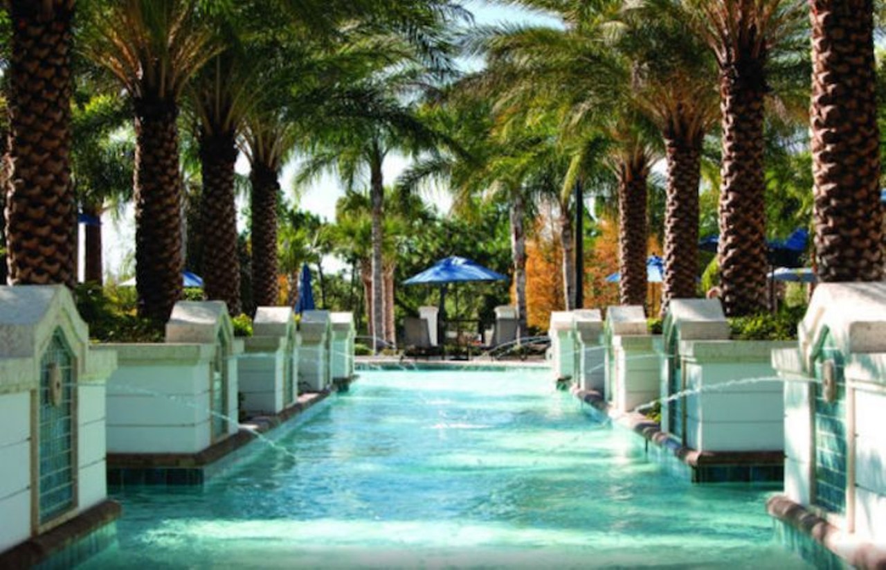 Marriott&#146;s Lakeshore Reserve Orlando 
11248 Lakeshore Reserve Drive | 407-393-6400 | 7 a.m. - 11 p.m.
Taking a dip in Lakeshore Reserve&#146;s beautiful Plaza D&#146;Acqua pool is a good way to cool off. The lazy river offers a relaxing trip through a tropical paradise, or there&#146;s the whirlpool spas if you&#146;re looking to be a little more stationery. For the the thrill-seekers, there is also a zero-entry pool with two winding waterslides. You have to be a hotel guest to have access to the pools, but friends and family are allowed to accompany you.
Photo via Marriott&#146;s Lakeshore Reserve