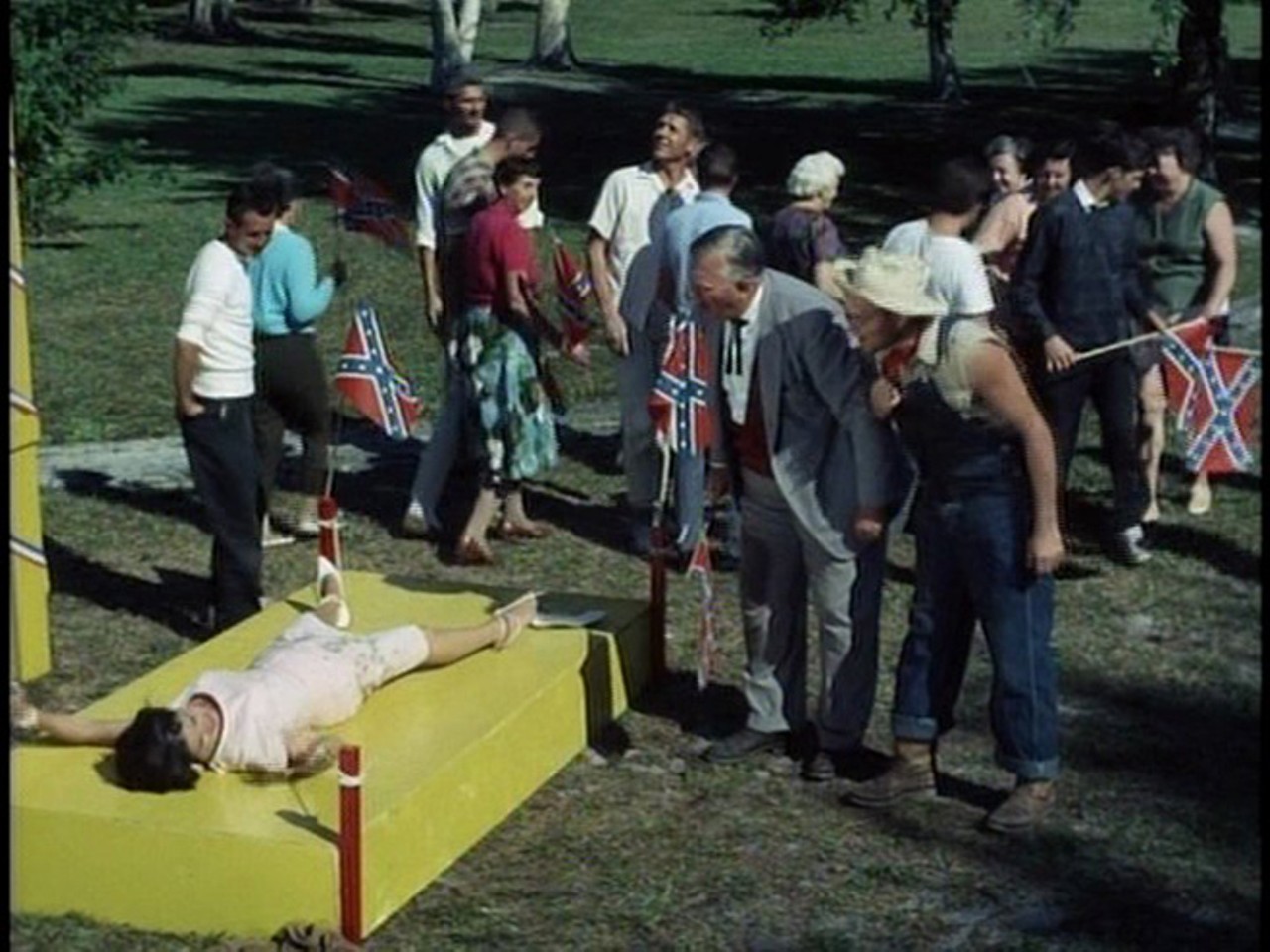 12. Two Thousand Maniacs! (1964)
Filmed in St. Cloud, Fla.
You don't ever want to go to Pleasant Valley. Northeastern tourists are lured to this twisted Southern town, and then axed to bits, roasted for dinner, dismembered by horses, you name it. Two Thousand Maniacs! was shot in 15 days and supposedly featured all the citizens of St. Cloud.