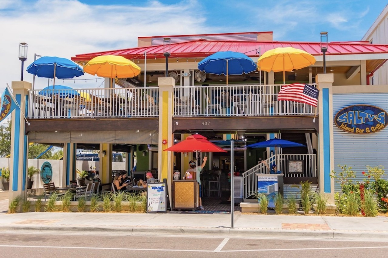 Salty’s Island Bar & Grille
5500 Gulf Blvd., St. Pete Beach
Located in the Tradewinds Resort, Salty’s offers games, serpentine sofas surrounding fire tables, hooded chaise lounges, Adirondack chairs and plenty of umbrellas for the ultimate chill experience on St. Pete Beach. The spot offers an all-day dining menu with specialties like sesame seared tuna and an exquisite drink selection featuring their best-seller, the Island Escape.