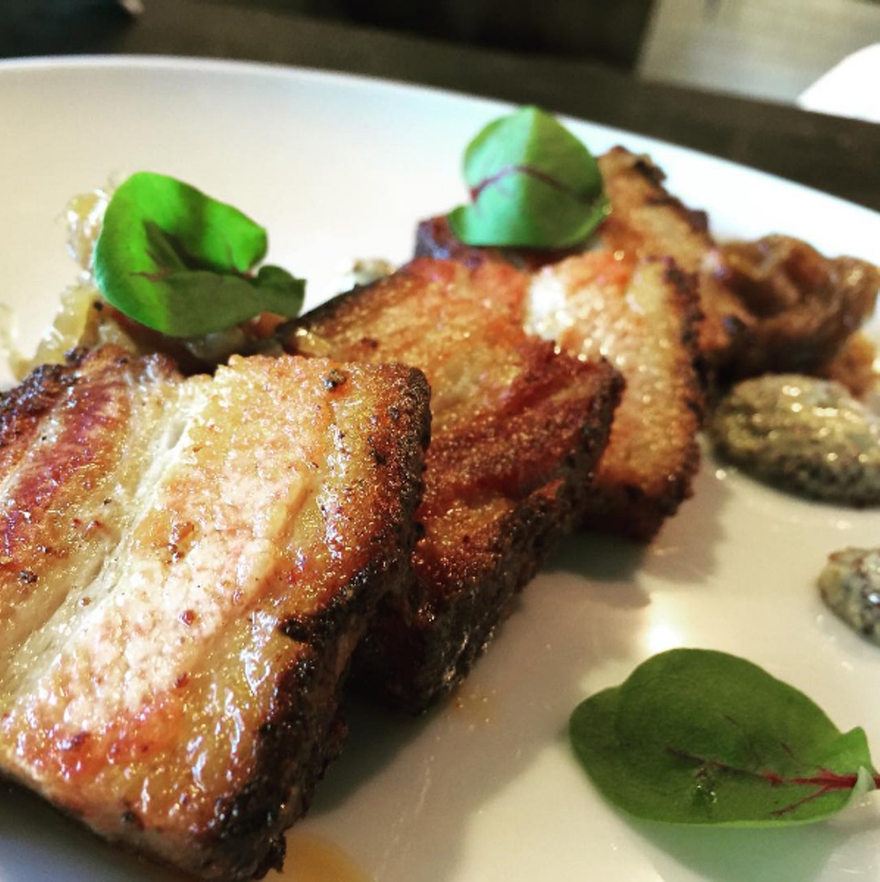  Heritage Pork Belly at Spencers for Steaks and Chops
Start off with this app that features two trends: heritage hogs and pork belly. It&#146;s a sweet/savory combo of Gala apple, huckleberry, pecans and apple chips. 
6001 Destination Pkwy., 407-313-4300
Photo via spencersforsteaksandchops/Instagram