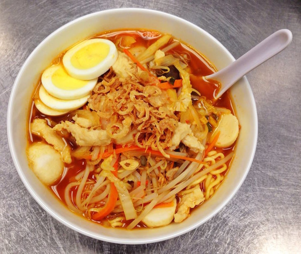 Kari mee: egg noodles, shrimp, chicken, hard boiled egg, fried bean curd and veggies, in a curry broth, topped with fried shallots
Mamak Asian Street Food, 1231 E. Colonial Drive
Photo via Mamak on Facebook