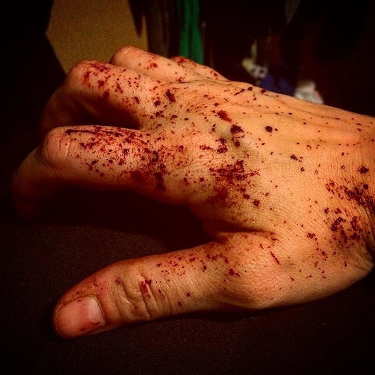 You just have to live with the fact that fake blood doesn't always wash off. 
Photo via stephpressman on Instagram